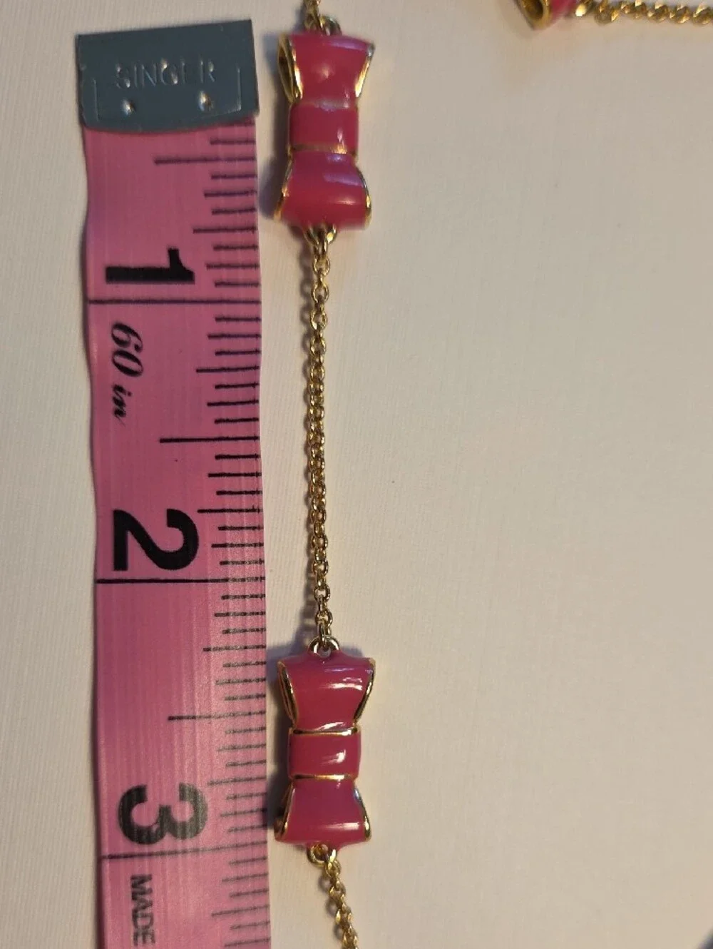 Kate Spade Set Pink Enamel Bow Necklace & Bangle Set